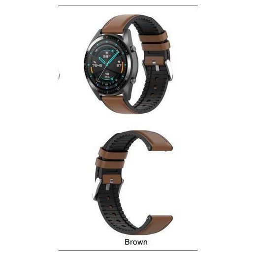 Generic Bracelet de rechange en cuir  et silicone 22 mm pour Garmin Forerunner 255/265/570/745/970, Venu 2/3, Vivoactive 4 - image 2