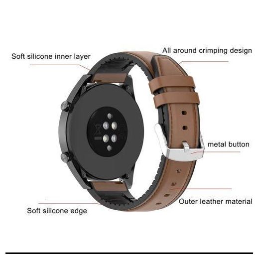 Generic Bracelet de rechange en cuir  et silicone 22 mm pour Garmin Forerunner 255/265/570/745/970, Venu 2/3, Vivoactive 4 - image 3