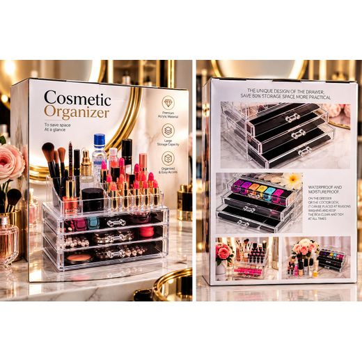 Generic Rangement Maquillage en Acrylique avec Tiroirs – Organisateur Cosmétique Multifonction