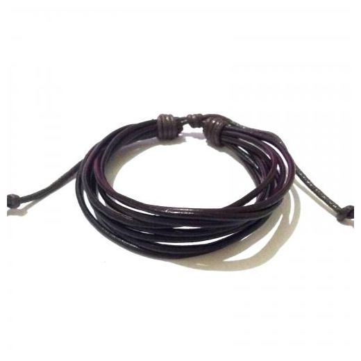 Generic Bracelet Cuir Marron Fil Reglable Unisex - image 2