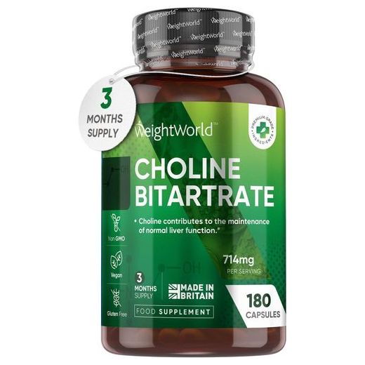 WeightWorld Choline Bitartrate,Soutient la fonction hépatique 714mg ,180 Capsules - image 2