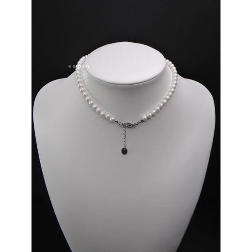 Generic Collier Perles Blanches Homme, Ras de Cou, Collier Blanc en Perles à la Mode - image 4