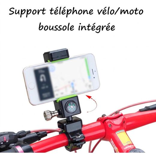 Generic Support téléphone vélo/moto/ trotinette avec boussole intégrée – Sécurité & praticité au quotidien