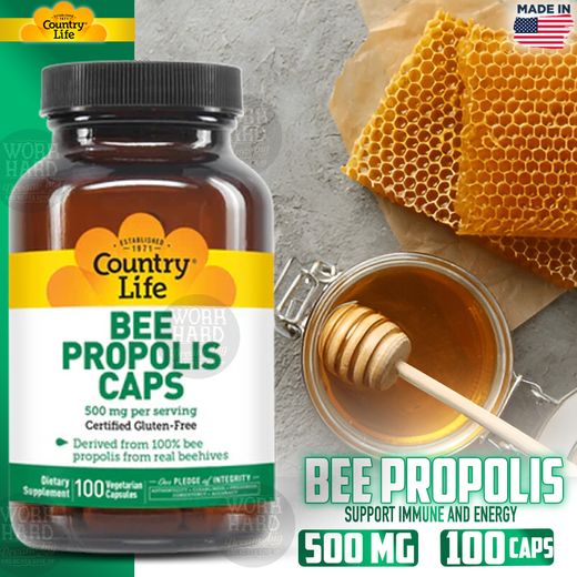 Country Life Pure Bee Propolis Caps, 500mg - 100 Capsules