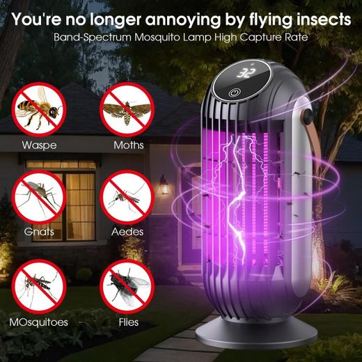 Generic Lampe anti-moustiques rechargeable USB à 4 vitesses réglables, destructrice d'insectes pour la maison et le camping - image 3