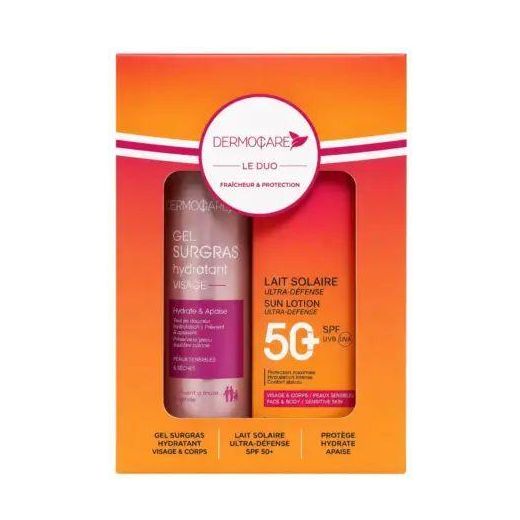 DermoCare  Le Duo Fraîcheur & Protection – Gel Surgras Hydratant Visage & Corps + Lait Solaire SPF 50+ (Peaux Sensibles) - image 3