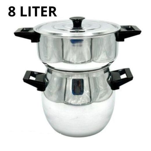 Generic Couscoussier Cuit Vapeur Faitout 3 en1- 8 Litres - Acier Inoxydable Haute Qualité