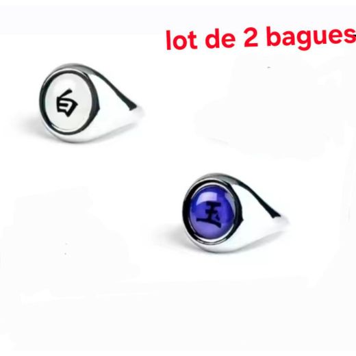 Generic Pack 2 Bagues Naruto ajustable en acier inoxydable pour homme et femme, anneau Hip Hop ouvert, accessoires bijoux Vintage, Bague Akatsuki Naruto Itachi Sharingan, Manga