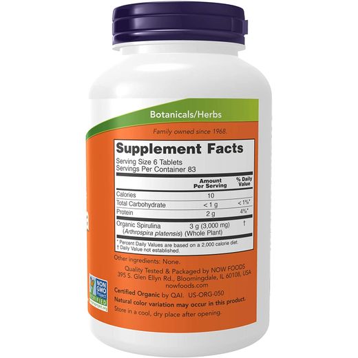 Now Foods Spiruline Pure, riche en nutrimentse,500 mg, 100 comprimés+Sticker cadeau - image 2