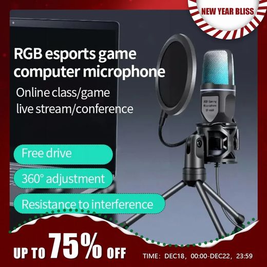 Generic SF666R Microphone USB à condensateur filaire RGB - image 2