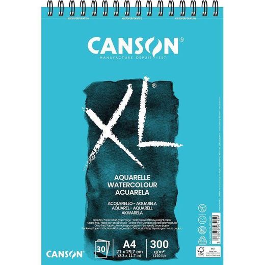 Canson XL Aquarelle - Album spiralé 30 feuilles A4 300g/m² - Blanc