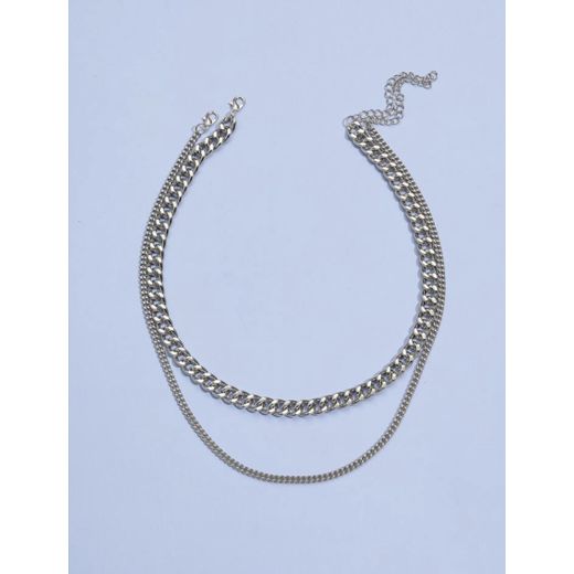 Generic 2 Pieces Colliers Chaînes Minimaliste Elegant Argent En Acier Inoxydable Pour Hommes - image 2