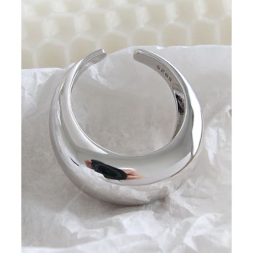 Generic Bague anneau argenté elegant ouvert reglable ring pour femme pierre - image 2