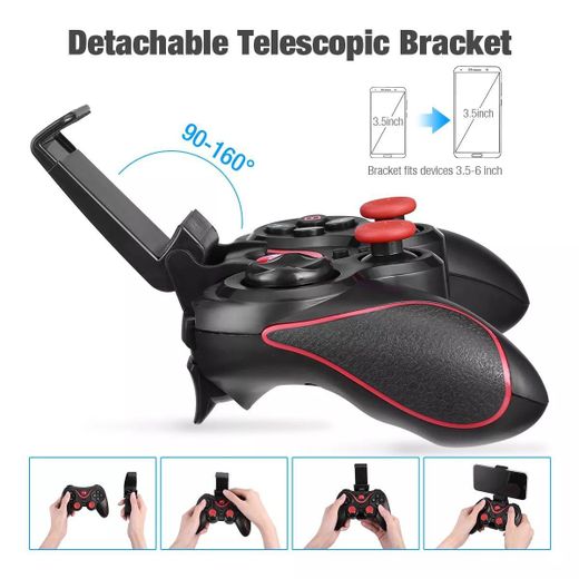 Generic Manette sans fil Bluetooth 3 en 1 pour téléphone contrôleur de jeu gaming pour iOS / Android / PC / PS3 / PS4 avec support téléphone - image 3