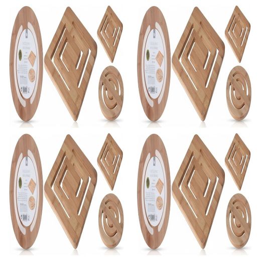 Lot de 4 - Sous-Verre En Bambou - Design Géométrique - Set de 2 Pour Cuisine et Table -