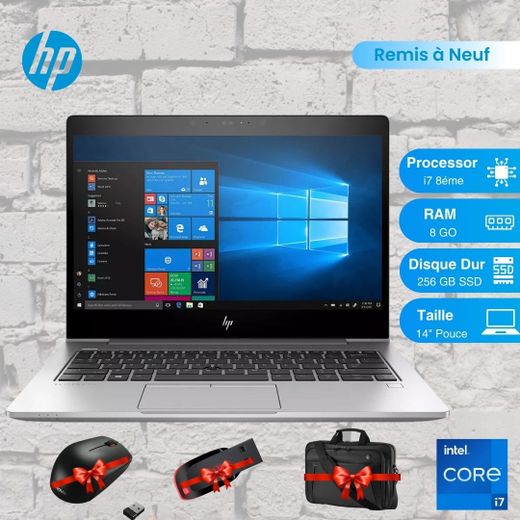 Hp EliteBook G5 840 i7 8ème RAM 8Go - 256Go SSD - Cadeau Cartable et Clé 16Go + Souris - Clavier QWERTY - Remis à neuf