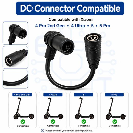 Generic Adaptateur de Charge DC 2.1 Femelle vers Connecteur Coudé 90° pour Trottinette Électrique