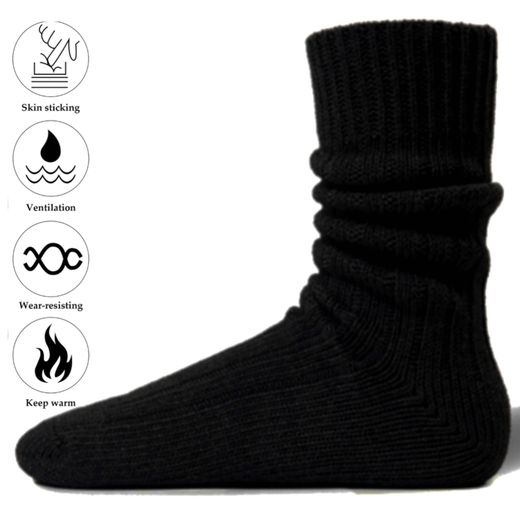 Generic chaussettes 4 Pairs Noire unisexes en laine thermique tricotées épaisses et chaudes - image 2