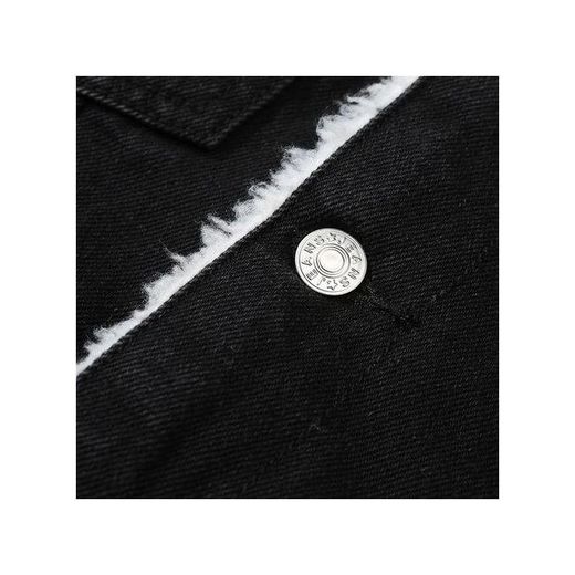 Generic Jacket jean noir fourrure homme - image 3