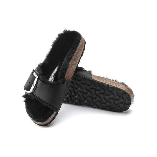 Birkenstock Madrid Big Buckle Shearling Oiled Leather Black (N) - image 3