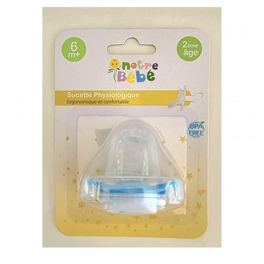 Notre bébé Notre Bébé Sucette Physiologique en forme de pouce 2ème âge 6Mois+ Couleur Bleu