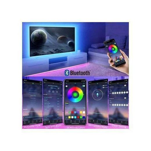 Generic Bande lumineuse LED RGB 5m contrôle par téléphone Bluetooth, Flexible, USB, 5V - image 2
