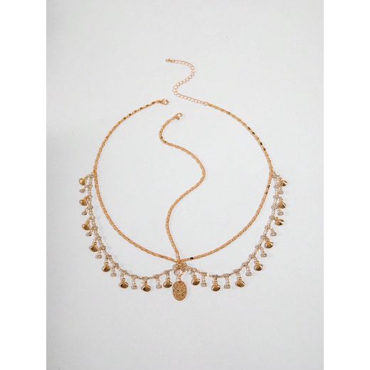 Generic Collier Minimaliste et Tendance pour Femme – Chaîne en Métal avec Gland et Cercle Géométrique Sertie de Strass – Bijou Fait Main Élégant, Idéal Cadeau pour Anniversaires, Fêtes et Occasions Spéciales - image 4
