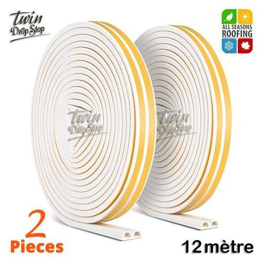Generic Set de 2 rouleaux de bande D-profile de 12 m pour portes et fenêtres - blanc