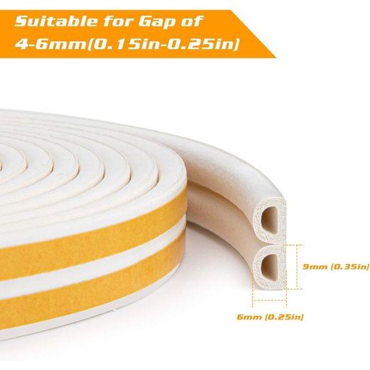 Generic Set de 2 rouleaux de bande D-profile de 12 m pour portes et fenêtres - blanc - image 3