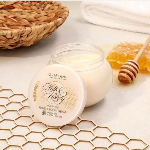 Oriflame كريم مغذي لليدين والجسم ميلك آند هوني جولد