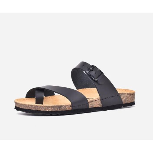 OPIYANE Sandales homme en cuir véritable Noir