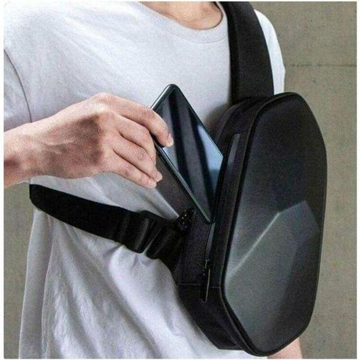 Generic Sac à Dos Poitrine Imperméable en PU Design Polyèdre – Sac Bandoulière Urbain Antivol avec Port USB – Homme et Femme pour Ville, Travail, Voyage et Loisirs - image 2