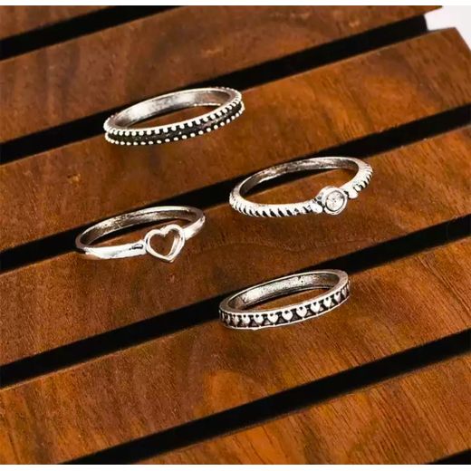 Generic Bague pour femmes coeur antique ensemble anneaux fashion - image 4