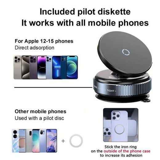 Generic Support Téléphone Voiture Magnétique K009 – Rotation 360° avec Ventouse à Vide Ultra Stable - image 2