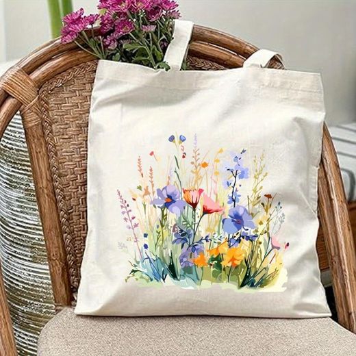 Sac fourre-tout esthétique de printemps, cadeau pour femme, avec des imprimés de fleurs sauvages, parfait pour les baptêmes. Ce sac à main de grande capacité est élégant et durable, idéal pour les pique-niques en plein air, les fêtes, les voyages et le 