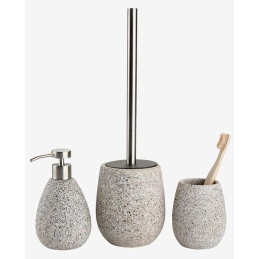 Generic Brosse WC - Effet Terrazzo & Acier Inoxydable - Design Moderne pour Salle de Bain - Beige/Gris - image 4