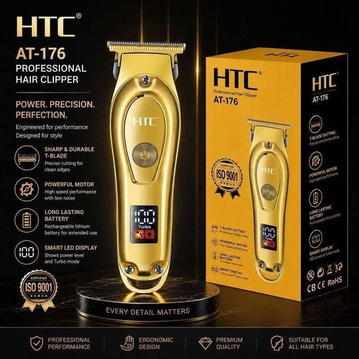 Generic Tondeuse à cheveux rechargeable HTC AT-176 Type-C à deux vitesses avec écran LCD – Tondeuses et coupe-cheveux
