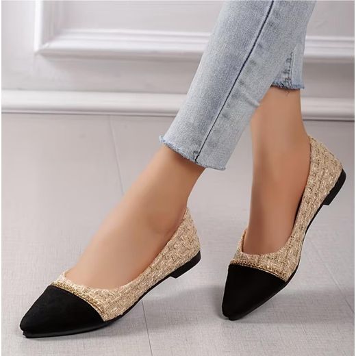 Generic Chaussures d'été de bureau élégantes à bout pointu noir beige et à talons bas pour femmes escarpins Parker semelle souple