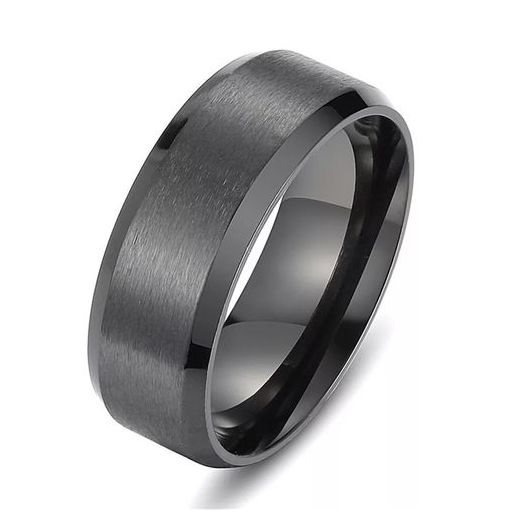 Generic Ring titane noir 8mm hommes et femmes