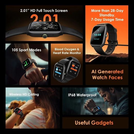 Oraimo Smart Watch 5 Lite OSW-804 Noir Original + 4 Incassable Gratuit - image 2