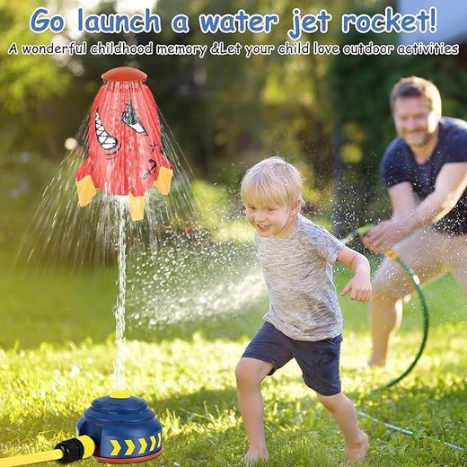 Generic Jeu Arroseur Fusée d'Eau à Pression pour Enfants, Jouet Extérieur Rotatif et Amusant - image 2