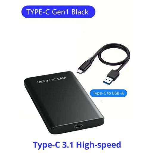 Generic Boîtier de disque dur haute vitesse 6 Gbps, disque dur non inclus, boîtier de disque dur mobile noir, plug and play, SATA3.1 USB Type-C