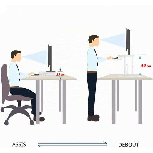 Generic Bureau PC Portable Convertisseur de bureau assis-debout, Rehausseur de bureau debout, Élévateur bureau Ergonomique - image 4