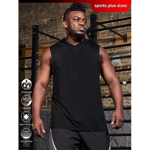 Generic Débardeur à capuche noir sans manches Idéal pour le sport, la plage et les loisirs. - image 2