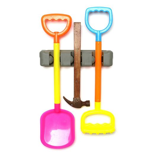 Generic Porte-balais mural pour rangement , 3 Compartiments 4 Crochets, Porte-Mural multifonction