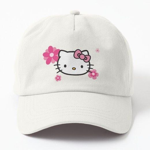 Motif de fleur rose Hello Kitty casquette blanc unique