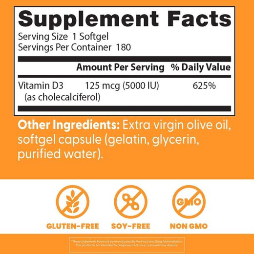 Doctor's BEST Vitamine D3, 5000 IU,Santé Cardiaque 180 capsules Sticker - image 4
