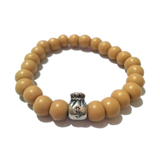 Generic Agate Pierres Caramel Avec Pendentif D.O.L.L.A.R Argenté - elastique