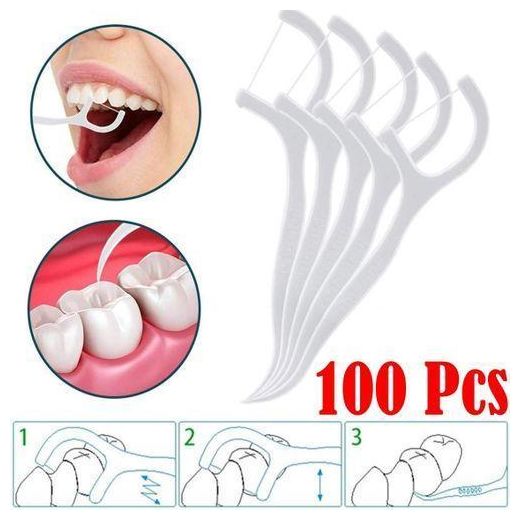 Generic Bâtonnets fil dentaire, cure-dents hygiéniques, nettoyage interdentaire efficace, fil dentaire pratique, hygiène bucco-dentaire, 100 pièces