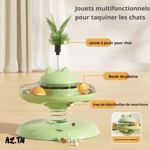 Generic Jouet Distributeur de Friandises Rotatif pour Chat – Plateau Interactif Antistress
